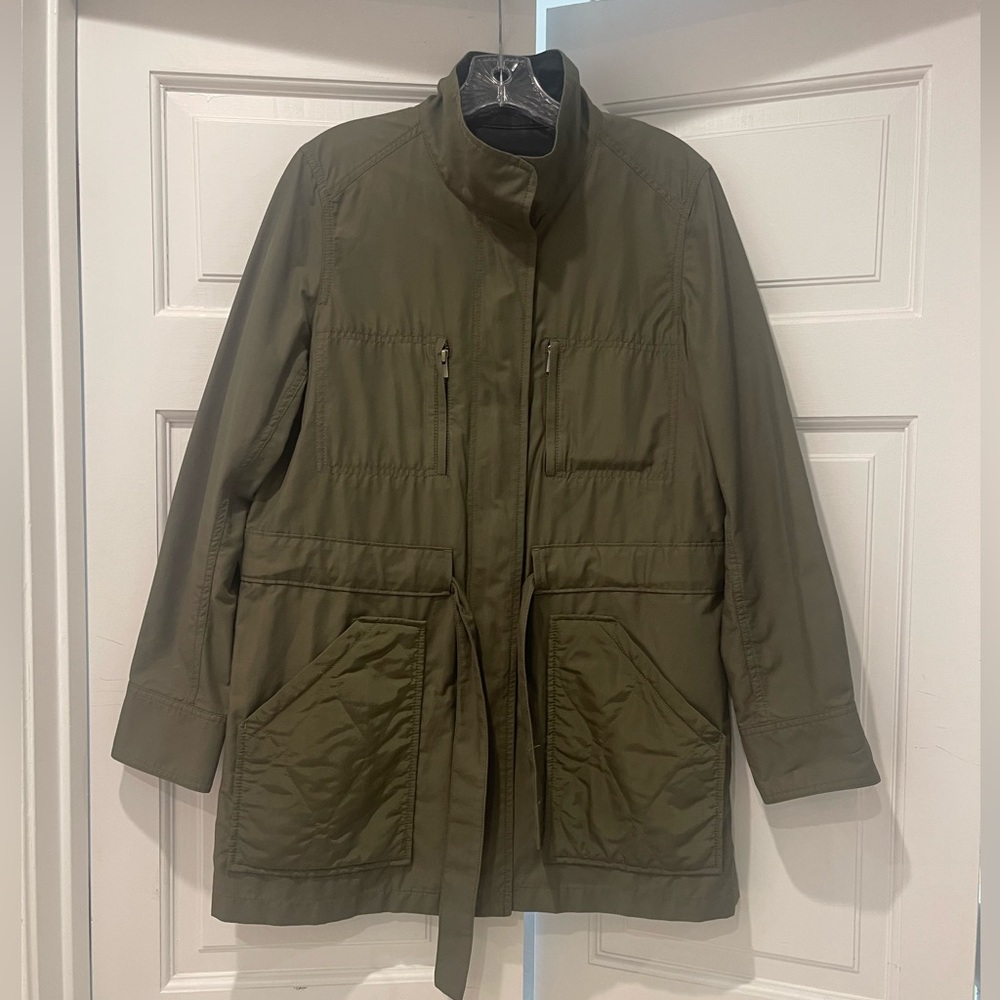 Club Monaco Olive Utility Jacket – Size M – Belted Quilted Parka